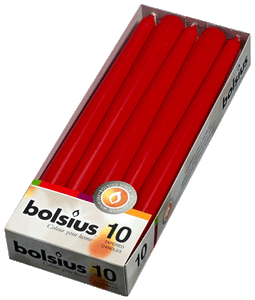 Bolsius Red Tapered Dinner Candles (Pack of 10)
